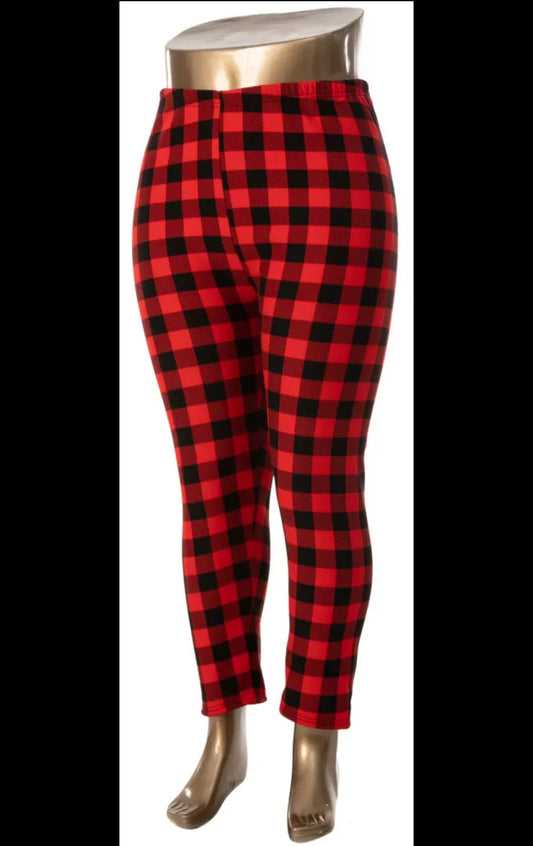 Red plaid Thermal plush legging S-M, L-XL