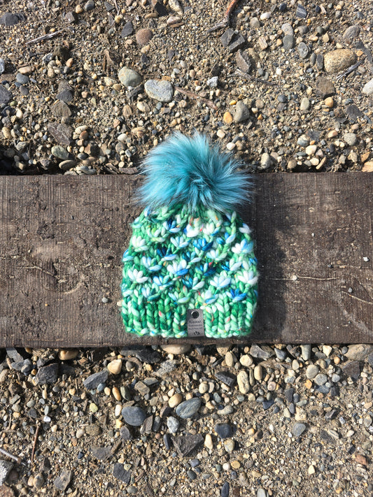 Green & Blue Toddler Lotus Hat (Merino Wool)