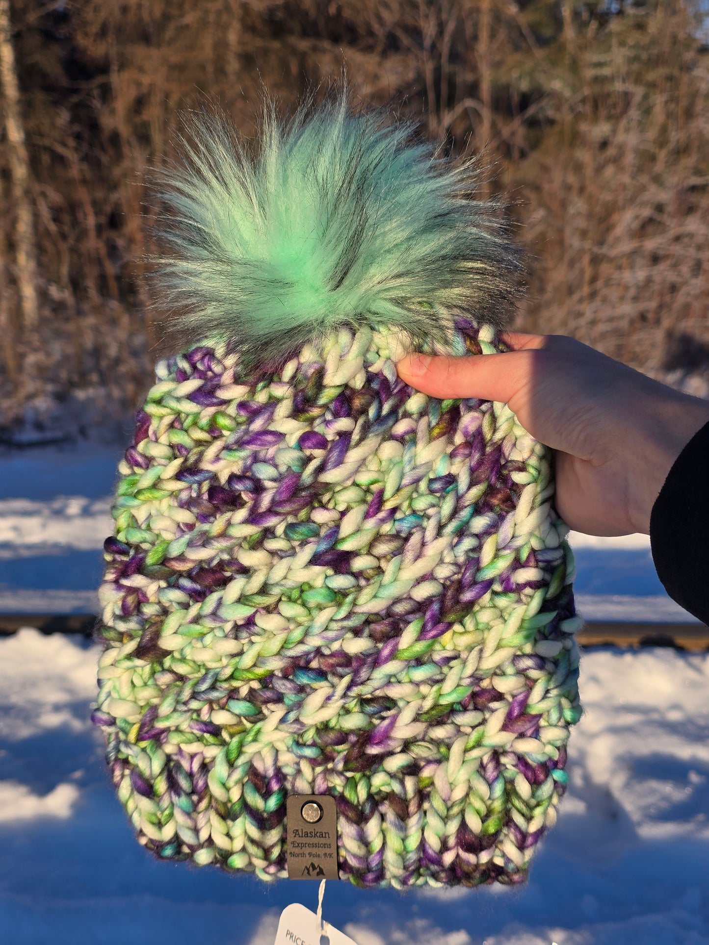 Purple and Green Hat (Merino Wool)