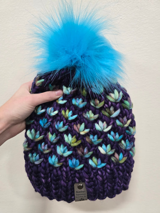 Purple & Blue Lotus Hat (Merino Wool)
