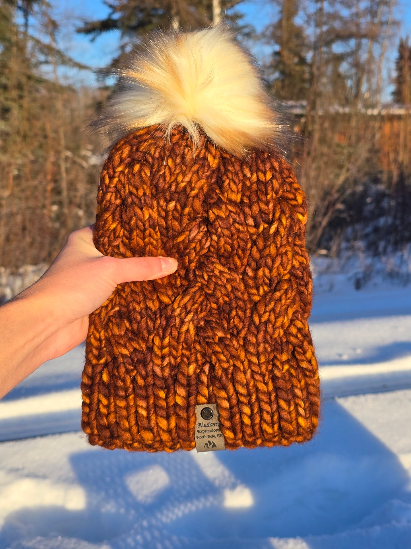 Brown Alaskan Cables Hat (Merino Wool)