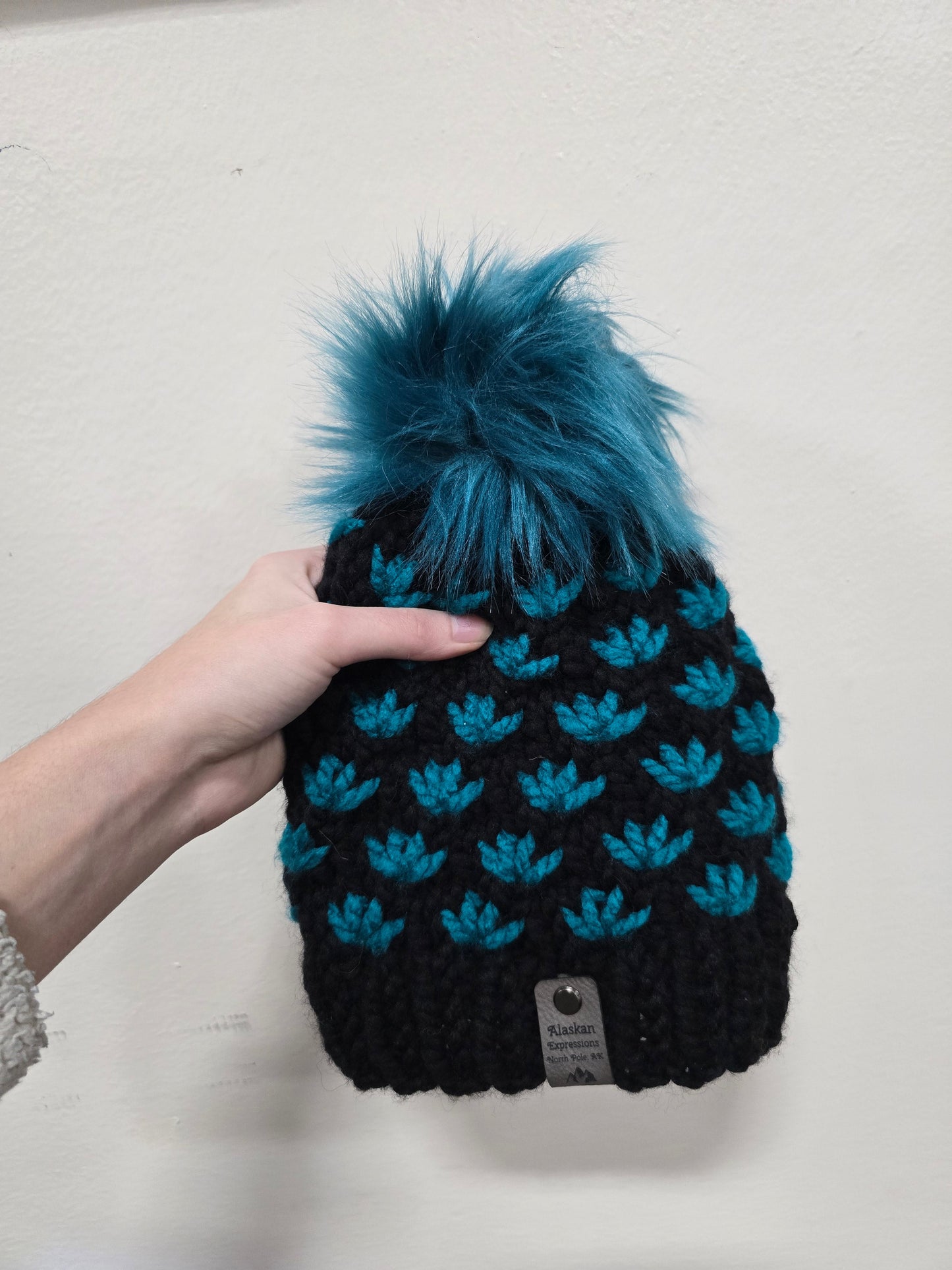 Teal & Black Baby + Toddler Lotus Hats